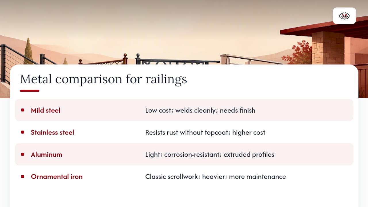 Comparison of metals for custom metal railings