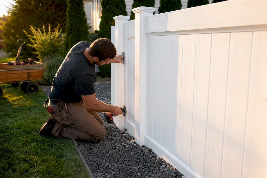 Vinyl fence posts set in concrete