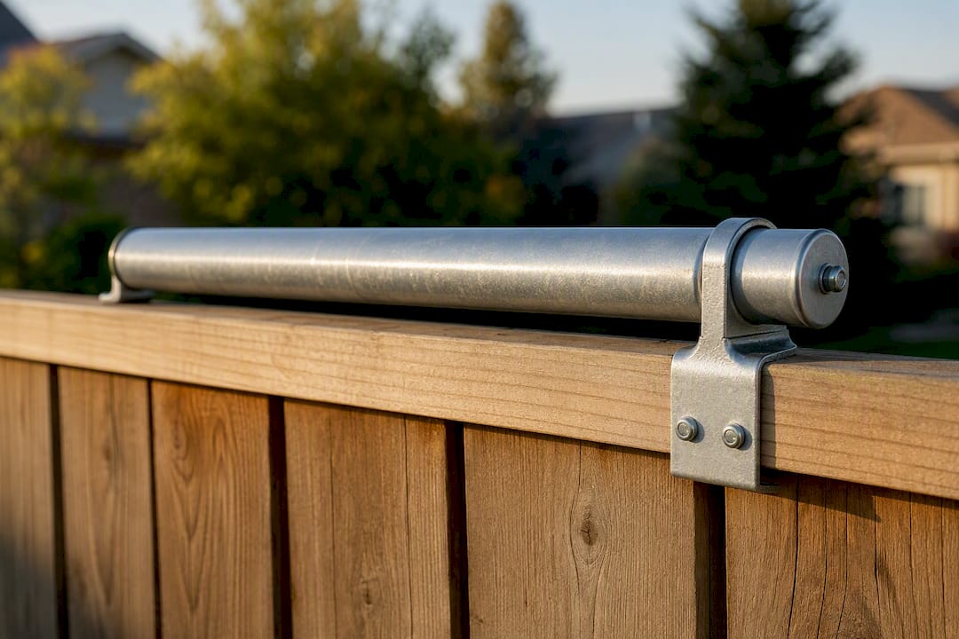 Coyote roller mounted on fence edge