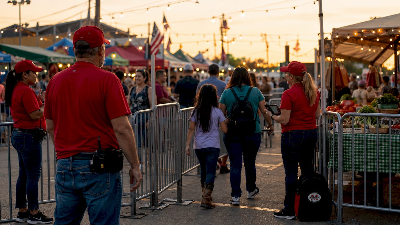 Crowd control fencing at outdoor event
