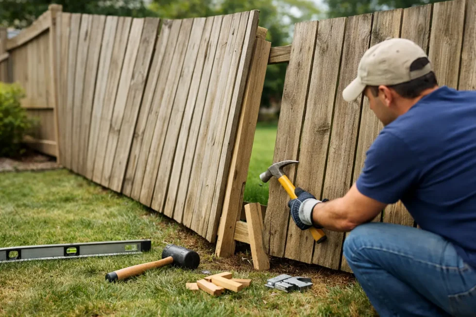g-wood-leaning.webp Leaning wood fence section before repair