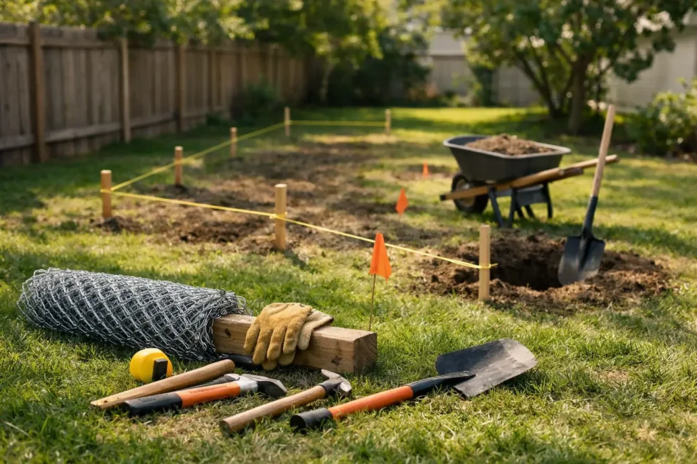 Yard prepared before fence installation
