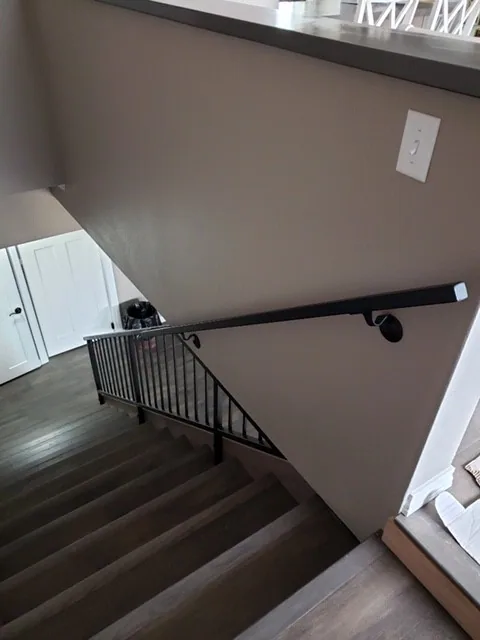 Metal railing installed inside a building