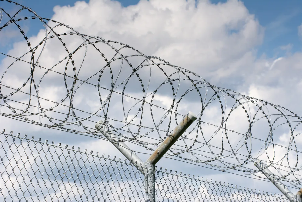 Obstacle wire coil on a restricted perimeter fence