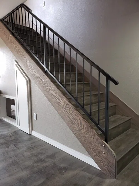 Custom fabricated interior steel stair railing