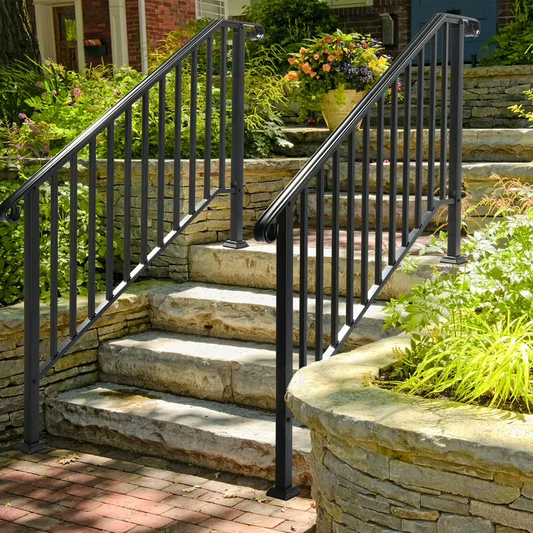 pf-handrail.webp Fabricated metal handrail installed along exterior steps