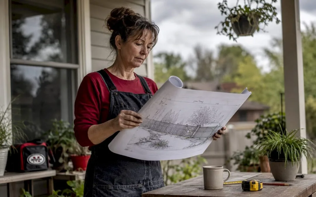 Fence layout and material options reviewed with a customer