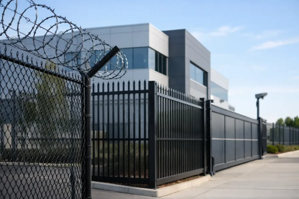 Automatic sliding gate and operator at a commercial driveway