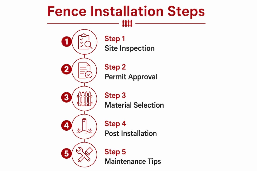 Infographic outlining fencing installation process
