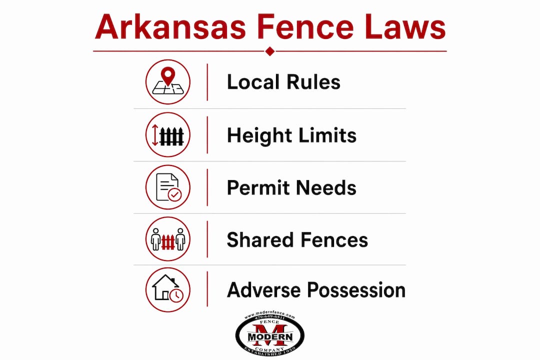 Infographic outlining Arkansas fence laws key points