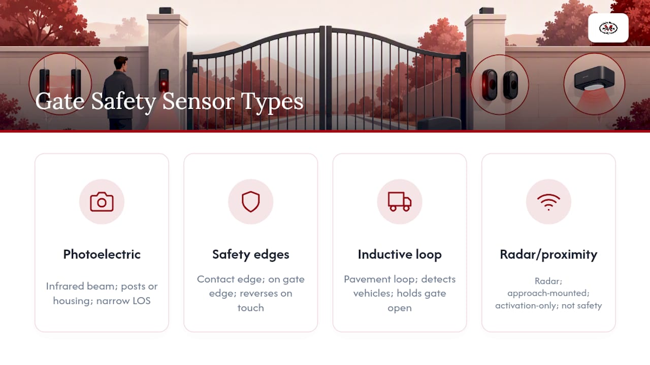 Diagram comparing gate safety sensor types