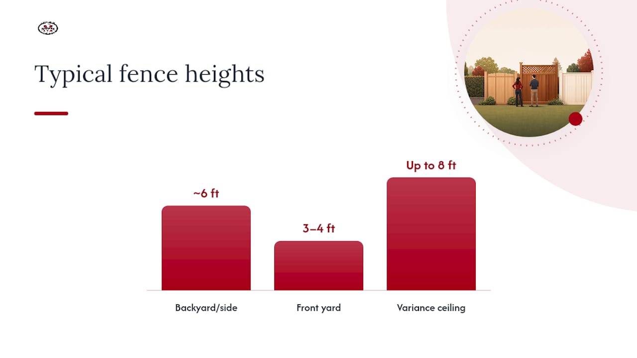 Diagram of fence height regulations near property lines