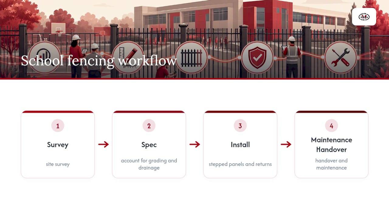 School fencing project workflow from survey to handover