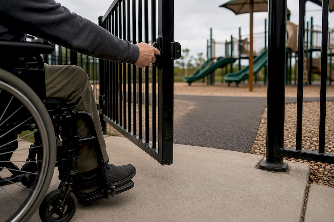Accessible route leading to playground gate